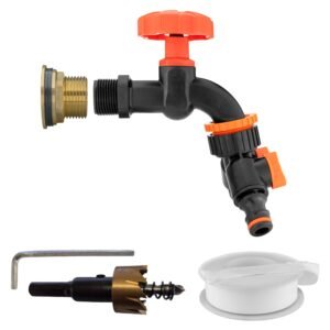 Water Butt Brass Kit 1″ with Black Dial Tap + Two-Way Home & Garden Free Shipping
