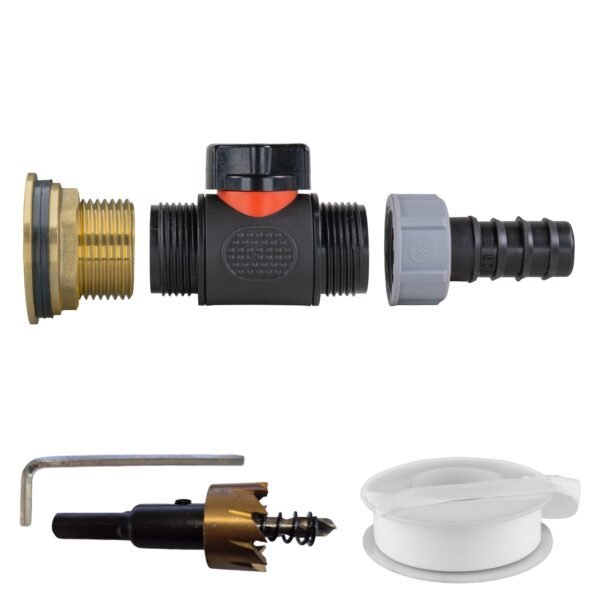 Water Butt Brass Kit 1″ with In-Line Valve + 20mm Barb and Home & Garden Free Shipping 5