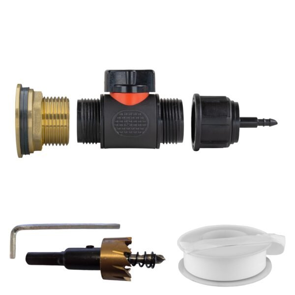 Water Butt Brass Kit 1″ with In-Line Valve + 4mm Barb and Home & Garden Free Shipping 5