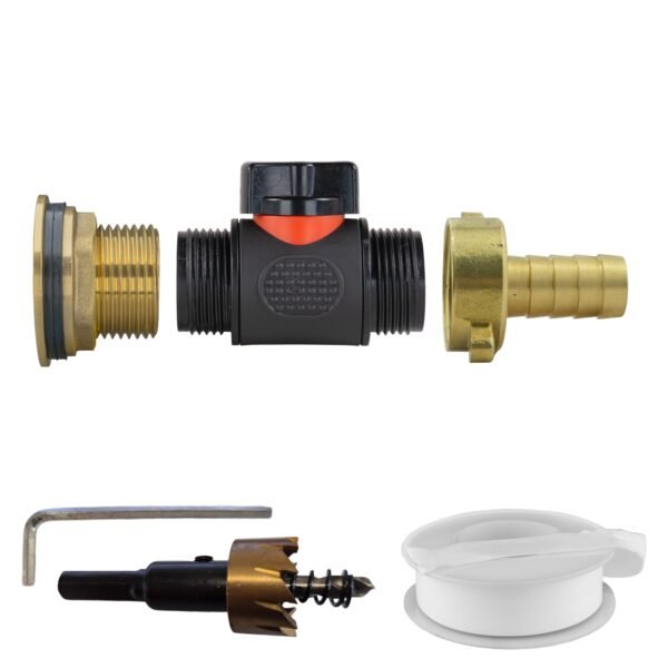 Water Butt Brass Kit 1″ with In-Line Valve + 1/2″ Brass Barb Home & Garden Free Shipping 5
