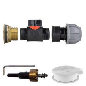 Water Butt Brass Kit 1″ with In-Line Valve + 20mm MDPE and Home & Garden Free Shipping