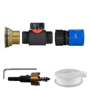 Water Butt Brass Kit 1″ with In-Line Valve + Female Quick Home & Garden Free Shipping
