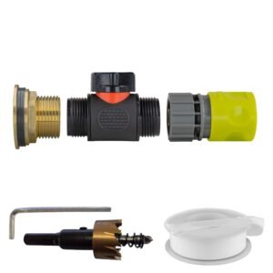 Water Butt Brass Kit 1″ with In-Line Valve + Female Quick Home & Garden Free Shipping