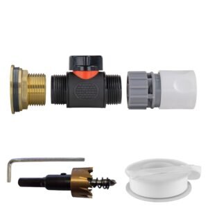 Water Butt Brass Kit 1″ with In-Line Valve + Female Quick Home & Garden Free Shipping