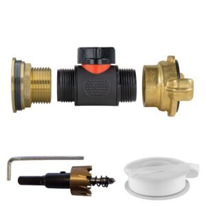Water Butt Brass Kit 1″ with In-Line Valve + Geka and Drill Home & Garden Free Shipping
