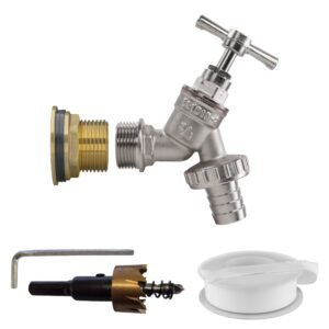 Water Butt Brass Kit 1″ with Nickel Plated Barbed Tap and Home & Garden Free Shipping