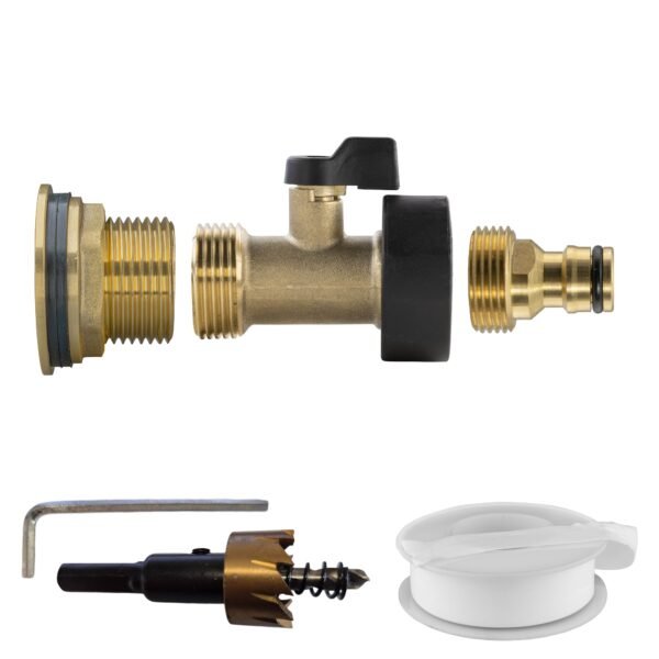 Water Butt Brass Kit 1″ with Brass Valve + Quick Connect and Home & Garden Free Shipping 5