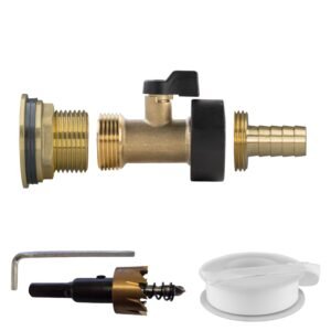 Water Butt Brass Kit 1″ with Brass Valve + 13mm Barb and Home & Garden Free Shipping