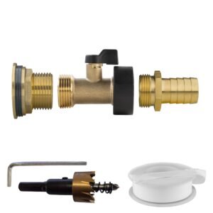 Water Butt Brass Kit 1″ with Brass Valve + 19mm Barb and Home & Garden Free Shipping