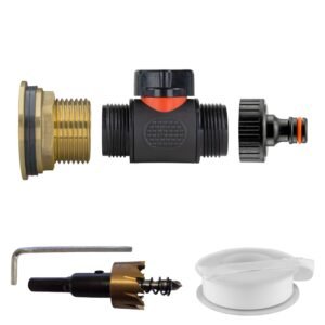 Water Butt Brass Kit 1″ with In-Line Valve + Quick Connect Home & Garden Free Shipping