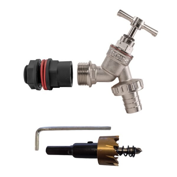 Water Butt Kit 3/4″ with Nickel Plated Barbed Tap and Drill Home & Garden Free Shipping 5