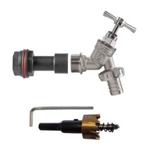 Water Butt Extension Kit 1/2″ with Nickel Plated Barbed Tap Home & Garden Free Shipping