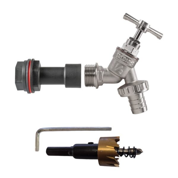 Water Butt Extension Kit 1/2″ with Nickel Plated Barbed Tap Home & Garden Free Shipping 5
