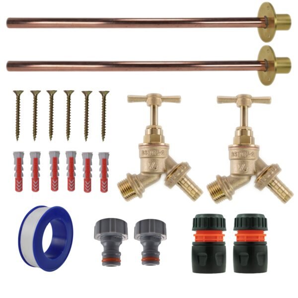 Brass Barbed Bib Tap BASIC Connection Kit x2 Home & Garden Free Shipping 5