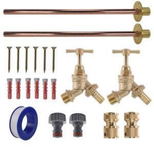 Brass Barbed Bib Tap BASIC Connection Kit x2 Home & Garden Free Shipping