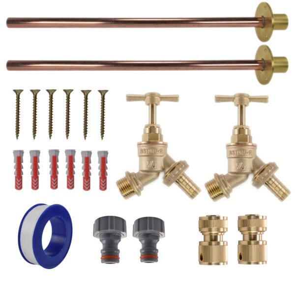 Brass Barbed Bib Tap BASIC Connection Kit x2 Home & Garden Free Shipping 5