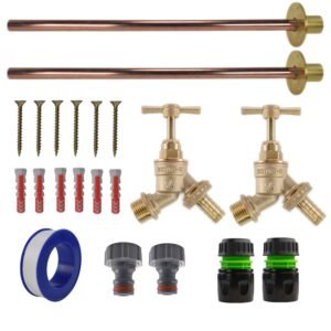 Brass Barbed Bib Tap BASIC Connection Kit x2 Home & Garden Free Shipping