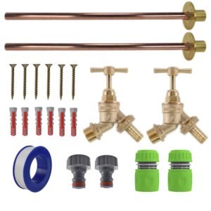 Brass Barbed Bib Tap BASIC Connection Kit x2 Home & Garden Free Shipping