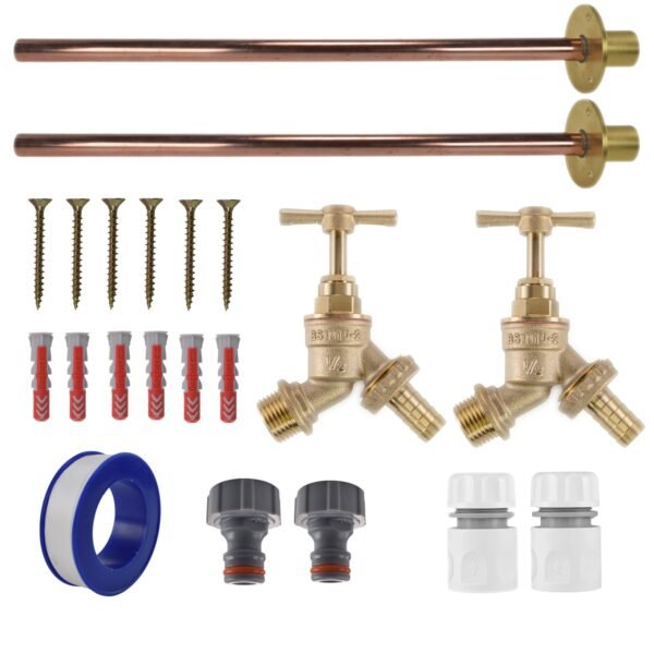 Brass Barbed Bib Tap BASIC Connection Kit x2 Home & Garden Free Shipping 7