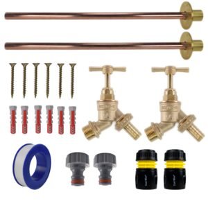 Brass Barbed Bib Tap BASIC Connection Kit x2 Home & Garden Free Shipping