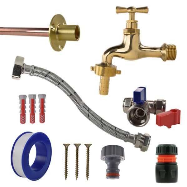 Polished Brass 13mm Barb Tap STANDARD Connection Kit Home & Garden Free Shipping 5