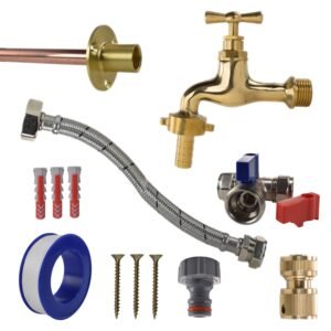 Polished Brass 13mm Barb Tap STANDARD Connection Kit Home & Garden Free Shipping