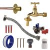 Polished Brass 13mm Barb Tap STANDARD Connection Kit Home & Garden Free Shipping 9