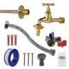 Polished Brass 13mm Barb Tap STANDARD Connection Kit Home & Garden Free Shipping 9