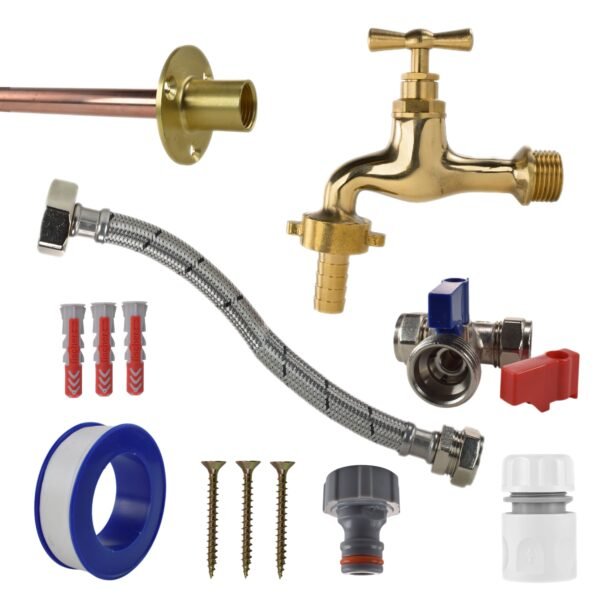 Polished Brass 13mm Barb Tap STANDARD Connection Kit Home & Garden Free Shipping 5