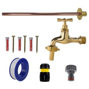 Polished Brass 13mm Barb Tap BASIC Connection Kit Home & Garden Free Shipping