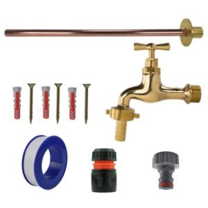 Polished Brass 13mm Barb Tap BASIC Connection Kit Home & Garden Free Shipping