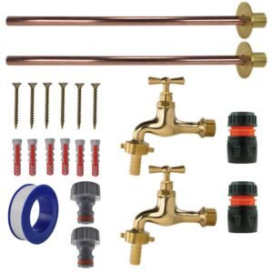 Polished Brass 13mm Barb Tap BASIC Connection Kit x2 Home & Garden Free Shipping