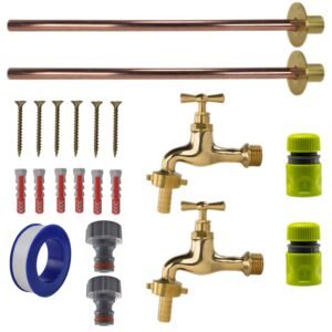 Polished Brass 13mm Barb Tap BASIC Connection Kit x2 Home & Garden Free Shipping