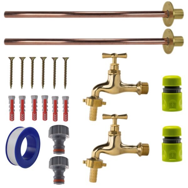 Polished Brass 13mm Barb Tap BASIC Connection Kit x2 Home & Garden Free Shipping 5