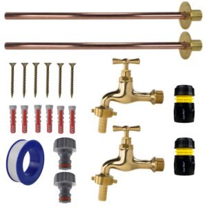 Polished Brass 13mm Barb Tap BASIC Connection Kit x2 Home & Garden Free Shipping