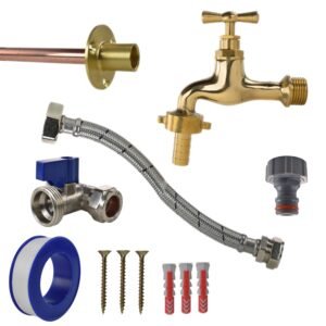 Polished Brass 13mm Barb Tap STANDARD Connection Kit Home & Garden Free Shipping