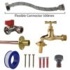 Polished brass 13mm barb tap standard connection kit with lime connector line – home diy accessory uk wall tap connection kits free shipping 9