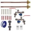 Double lever tap basic connection kit x2 with black/orange connector line – home diy accessory uk wall tap connection kits free shipping 2