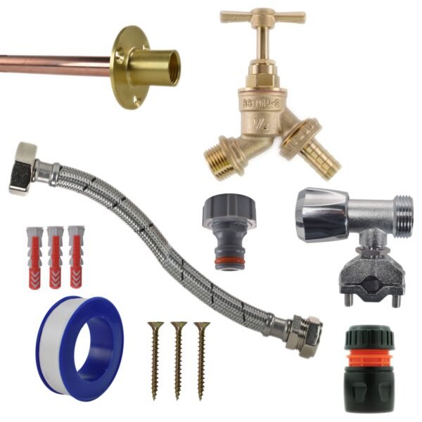 Brass Barbed Bib Tap FULL Connection Kit Home & Garden Free Shipping 5