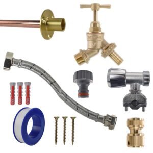 Brass Barbed Bib Tap FULL Connection Kit Home & Garden Free Shipping
