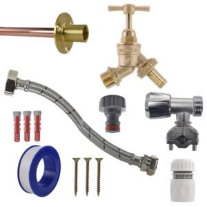 Brass Barbed Bib Tap FULL Connection Kit Home & Garden Free Shipping