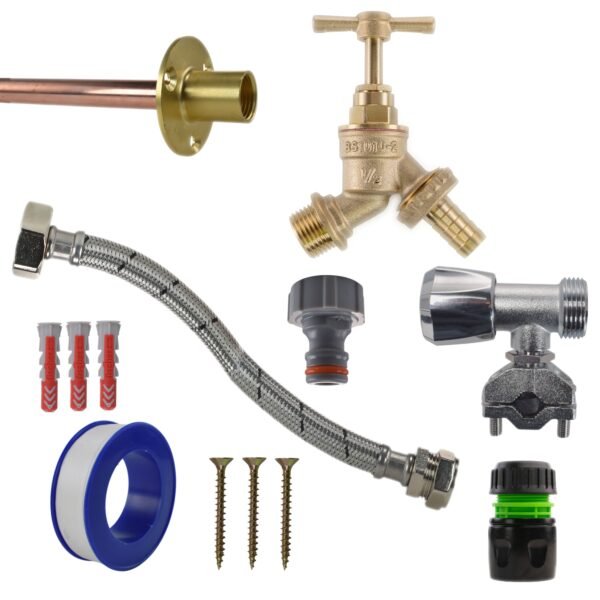 Brass Barbed Bib Tap FULL Connection Kit Home & Garden Free Shipping 5