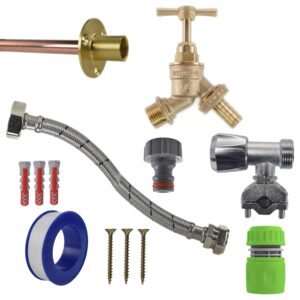 Brass Barbed Bib Tap FULL Connection Kit Home & Garden Free Shipping