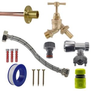 Brass Barbed Bib Tap FULL Connection Kit Home & Garden Free Shipping