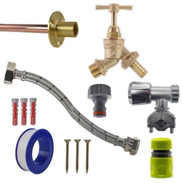Brass Barbed Bib Tap FULL Connection Kit Home & Garden Free Shipping 5