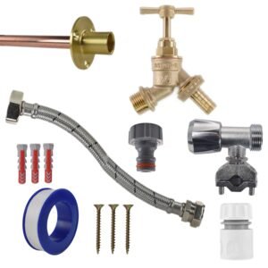 Brass Barbed Bib Tap FULL Connection Kit Home & Garden Free Shipping