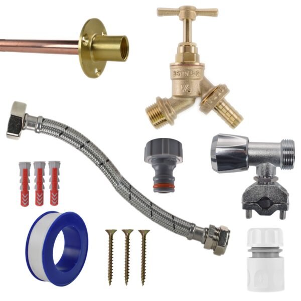 Brass Barbed Bib Tap FULL Connection Kit Home & Garden Free Shipping 5
