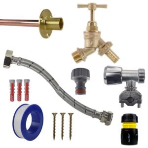 Brass Barbed Bib Tap FULL Connection Kit Home & Garden Free Shipping