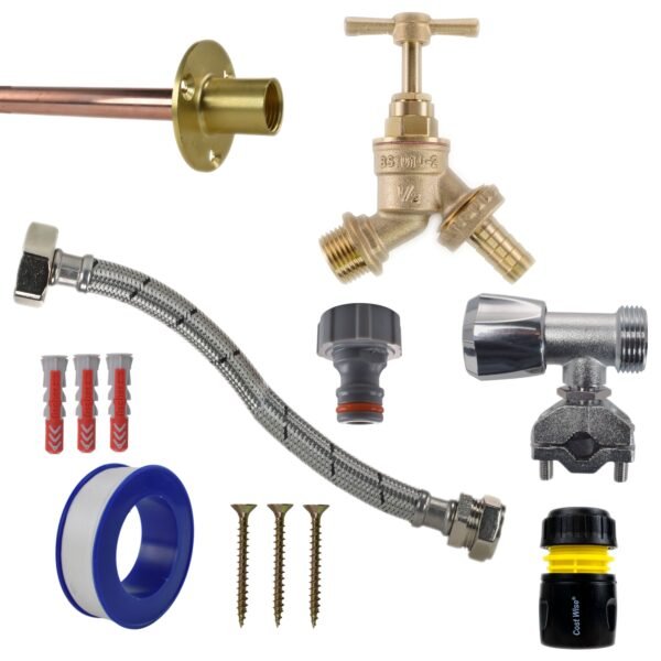 Brass Barbed Bib Tap FULL Connection Kit Home & Garden Free Shipping 5