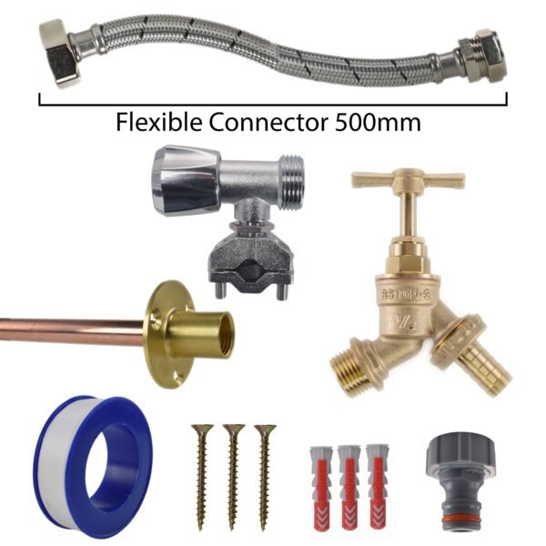 Brass Barbed Bib Tap FULL Connection Kit Home & Garden Free Shipping 7